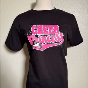 CHEER PRINCESS T SHIRT BLACK AND PINK 100% cotton